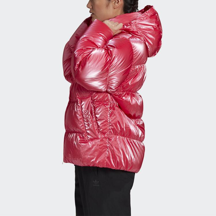 Adidas Originals Trefoil Os Daunen-Pufferjacke Lässig Locker Mit Kapuze Brot-Daunenjacke Winter Damenjacke Energy-Pink GD2519