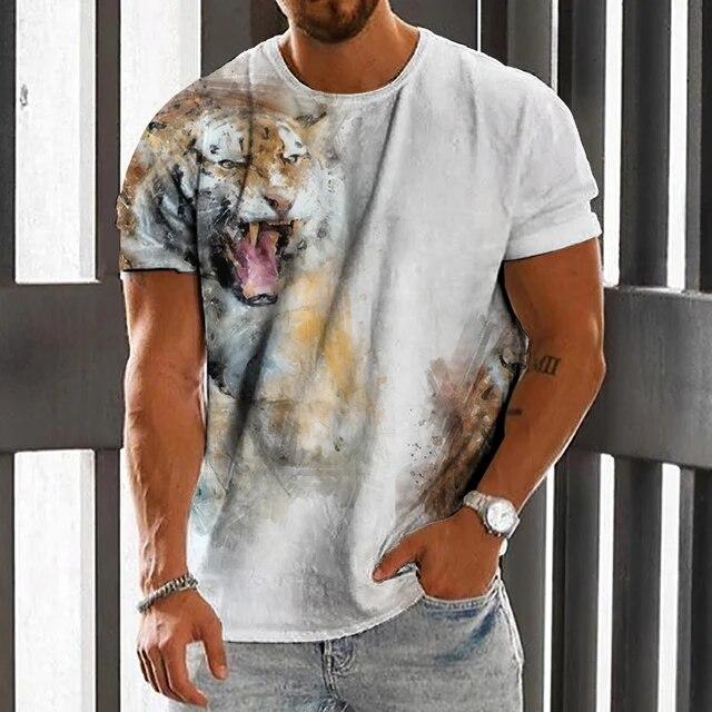 Animal Men's T-Shirt 3d Wolf Print Men's Tops Casual Short-Sleeved Simple T-Shirt Summer O-Neck T-Shirt Men's Oversized Clothing
