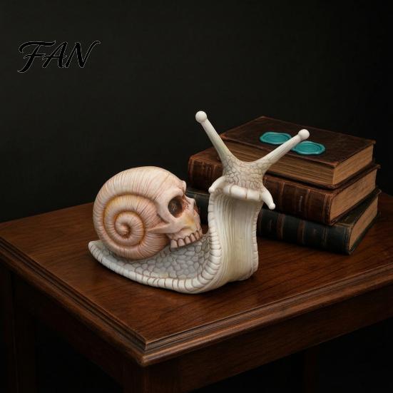 Weatherproof Patio Accents Halloween Skull Snail Statue, Gothic Home Decor, Creative Resin Crafts Figurine Ornaments for Outdoor Garden Lawn