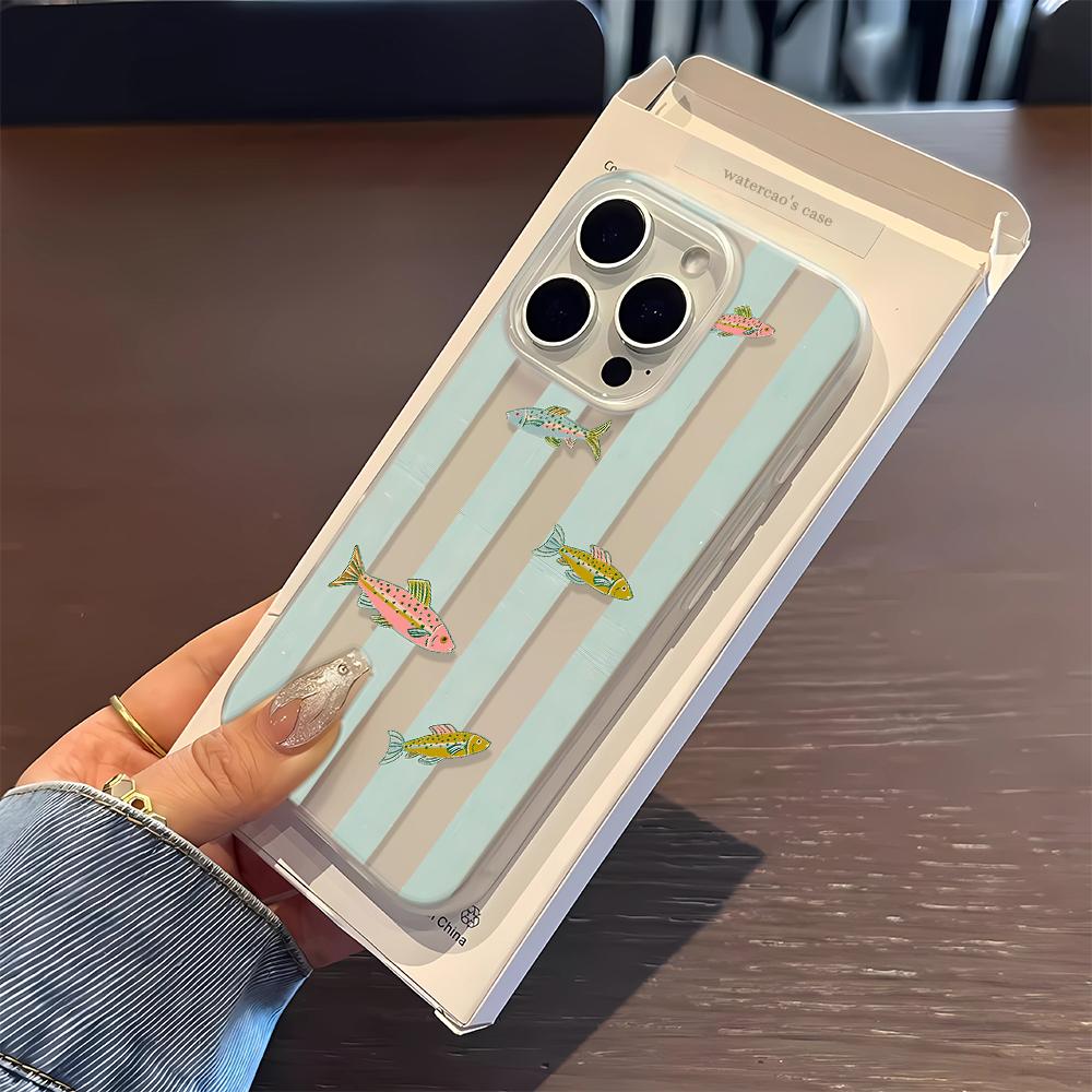 Full Screen Goldfish Shark Phone Case For IPhone 16 15 14 Pro 15 Plus 13 12 11 17 Pro Max Air 14 Plus Soft Silicone Cover Shell