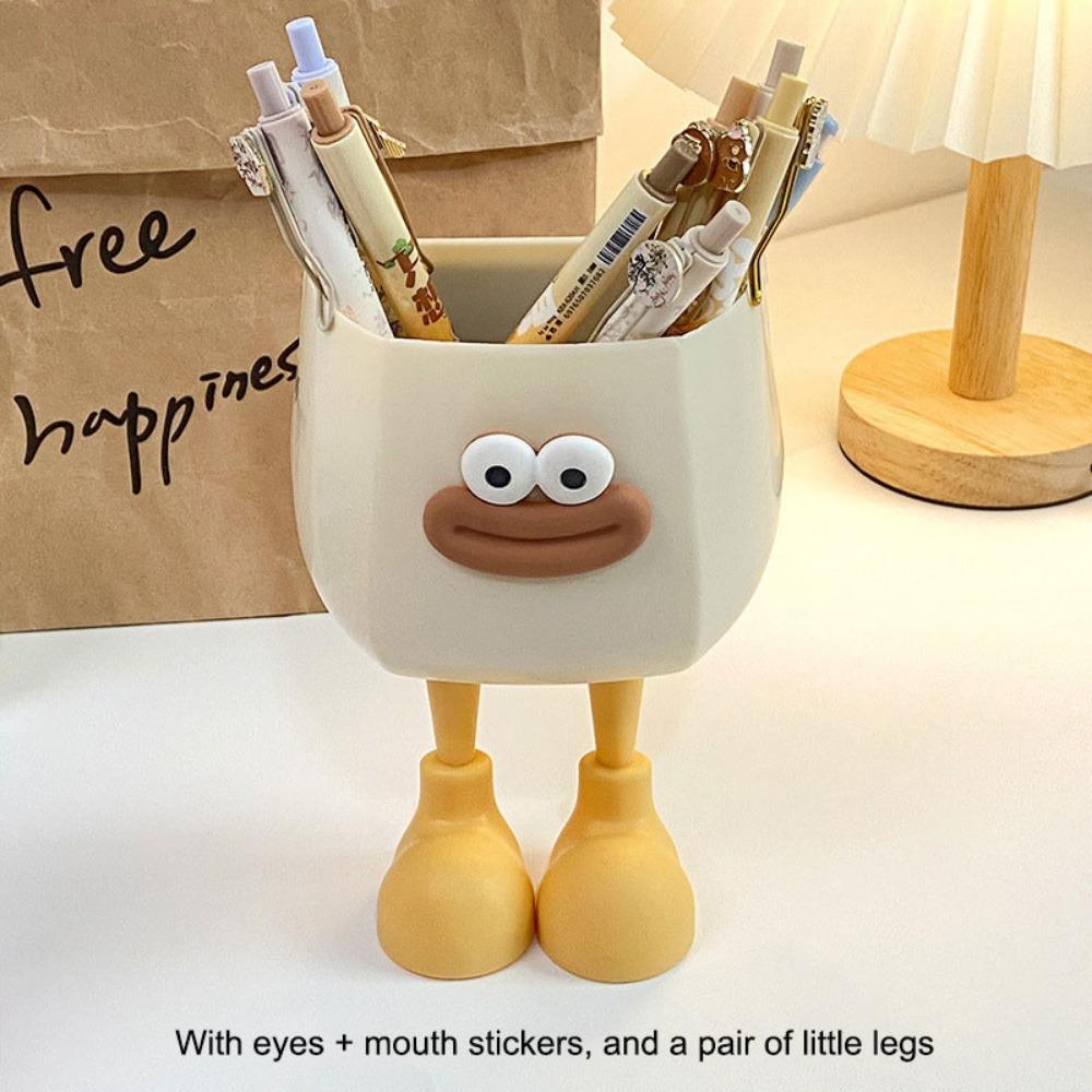 

DIY Pencil Holder Big Mouth Pen Container New Desktop Storage Buckets for Students Stationery бежевий