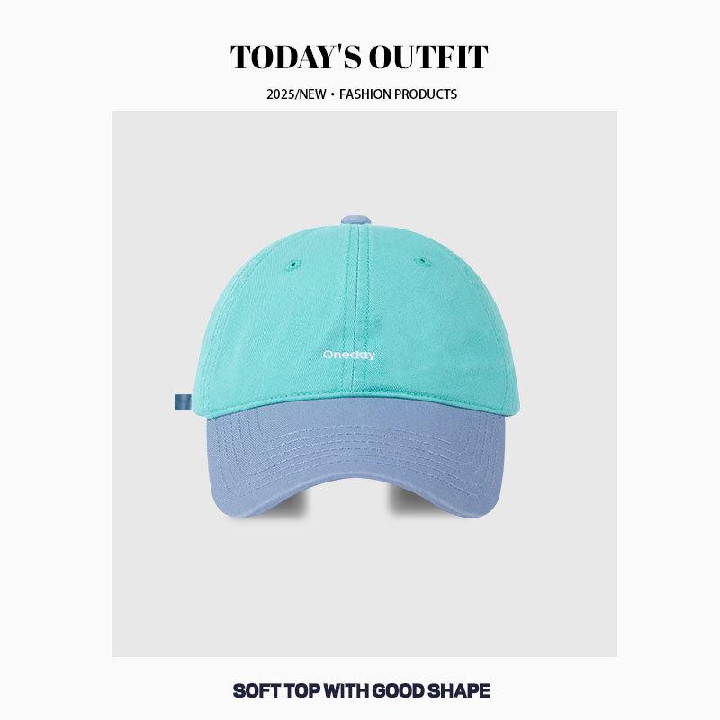Women's Spring and Summer Korean Version Letter Embroidery Soft Top Baseball Cap Curved Brim Splicing Baseball Cap Men's Casual Sun Hat Trend