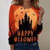 Women's Casual Long Sleeve Crewneck Top with Halloween Print for Fall Festive Wear