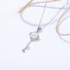 [MiNG HUANG] Freshwater Pearl Key Necklace, White, 7-8mm, High-Quality Pearl, Women's, Wedding, Party, Silver