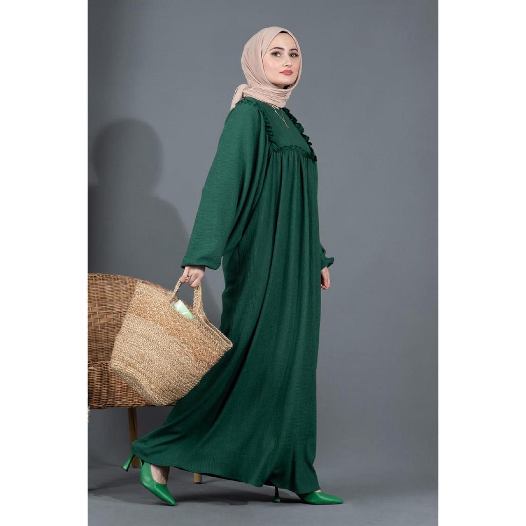 Ruffled Robe Wrap Dress-black