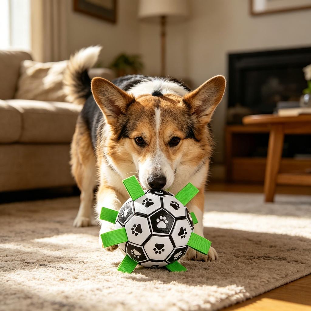Squeaky Football Dog Toy for Training & Play: Self-Play Chew-Resistant Ball for Fetch Games and Independent Fun
