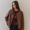 Maxza Round Collar Fake Leather Jacket Zb03jp002