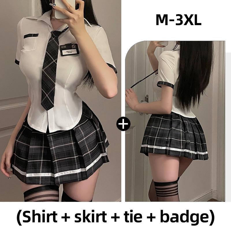 M~3XL Cosplay Costume 4pcs Sets Sexy Student Wear Cos Uniform Temptation Jk Short Skirt Uniform Suit