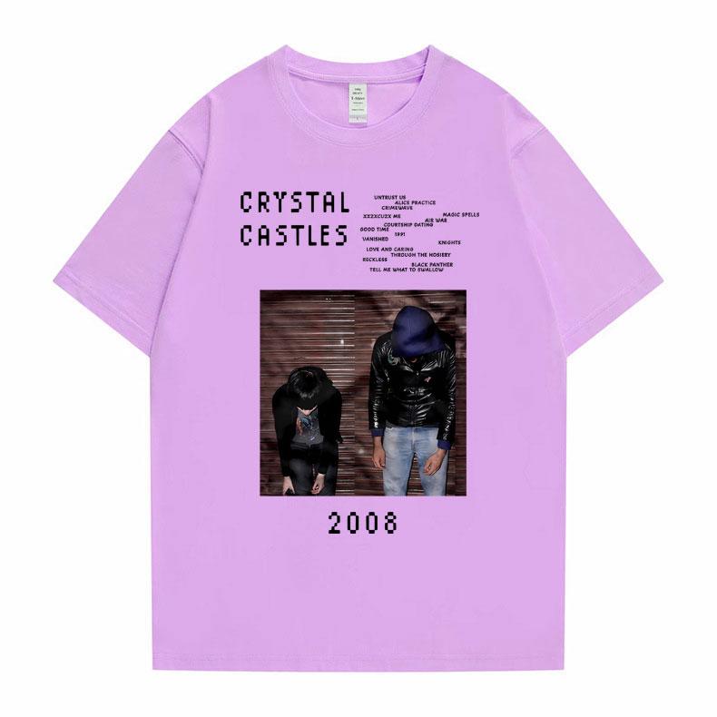 Crystal Castles Graphic T Shirts Male Gothic Music Band T Shirt Men's Vintage Tshirt Men Women Hip Hop Rock Oversized T-shirts