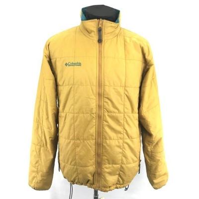 Columbia Reversible Padded Blouson Outerwear Men L Beige Yellow and Turquoise Blue Outdoor(USED)