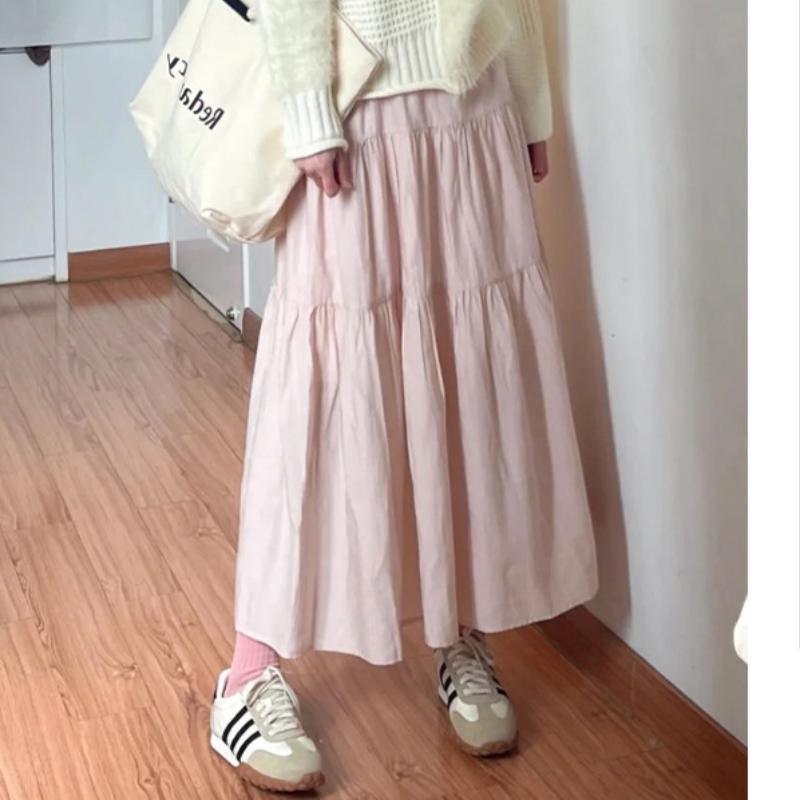 

Белая темпераментная юбка для женщин Весна и Осень Новая Высокая талия Стройнящая и Нежная Средней длины Маленькая Пышная Половинка XL