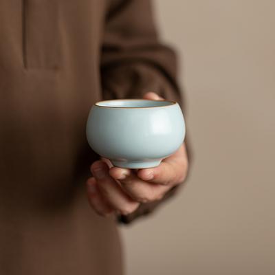 Ru Kiln Tianqing Teacup Household Luohan Ceramic Master Cup Single Cup Tea Set Tea Opening Can Raise a Tea Bowl