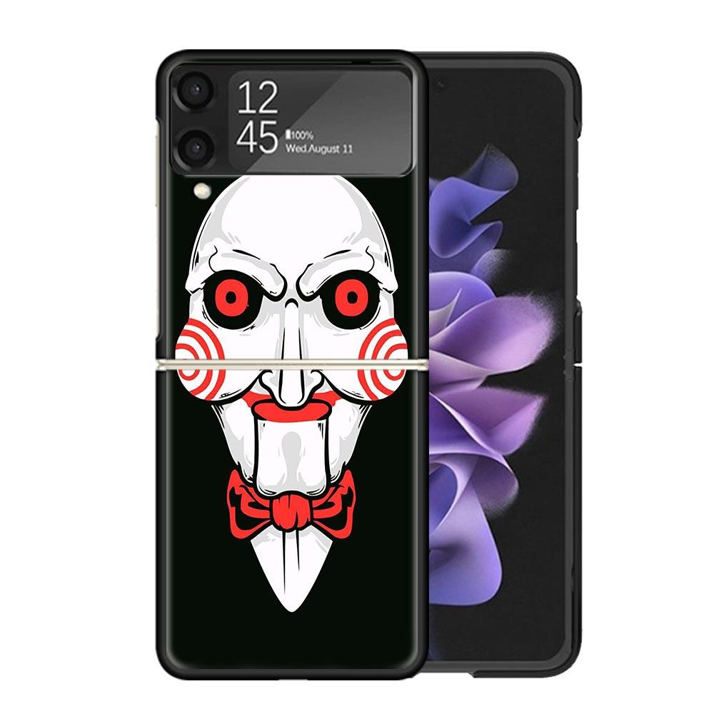 The Jigsaw Killer Horror Clear Phone Case For Samsung Z Flip 7 6 5 4 3 Galaxy ZFlip7 ZFlip6 ZFlip5 ZFlip4 ZFlip3 5G Print Cover