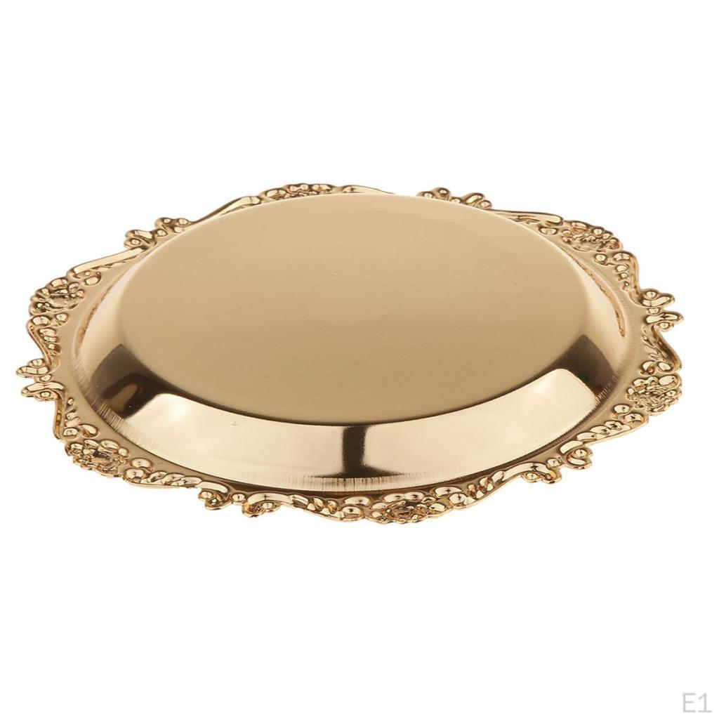 " 6" Gold Round - Washable and Reusable for Wedding Birthday Party Dessert Cake Plate