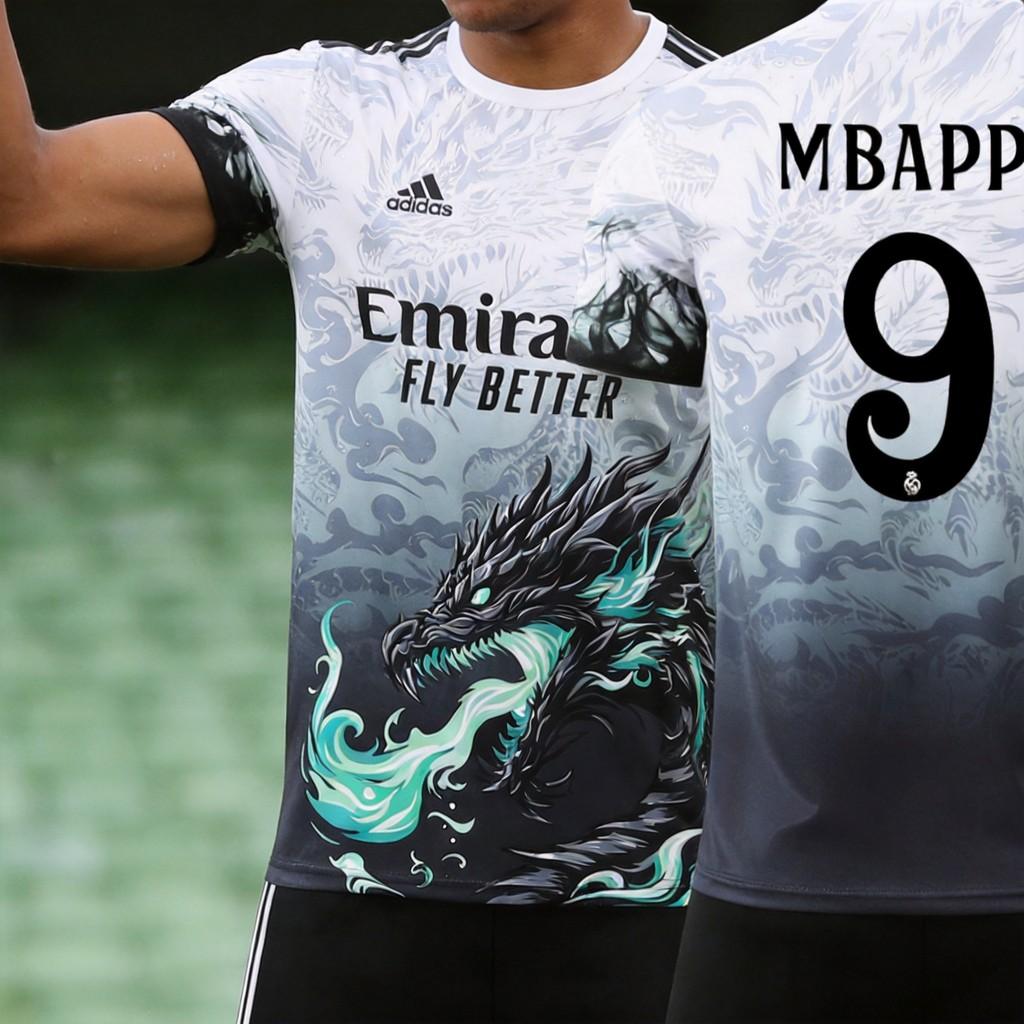 Real Madrid No 9 Dragon Pattern Football Jersey With Polyester Fabric For Soccer Fans