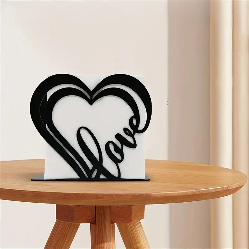 Heart-Shaped Wrought Iron Napkin Holder for Home Decor