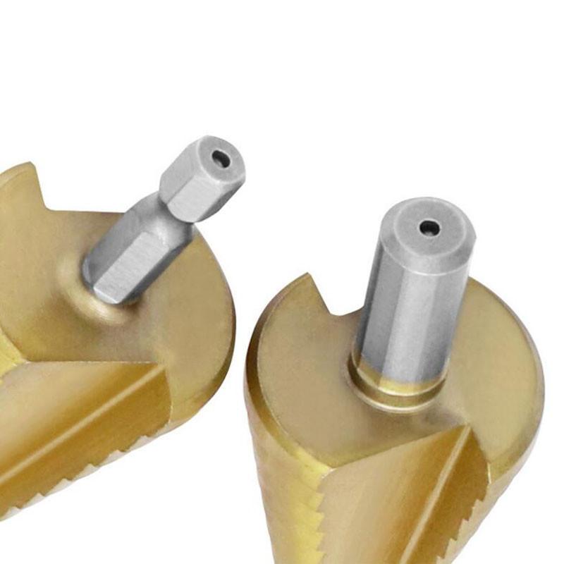 HSS Titanium Coated Step Drill Bit High Speed Steel Metal Wood Hole Cutter Cone Drilling Tool