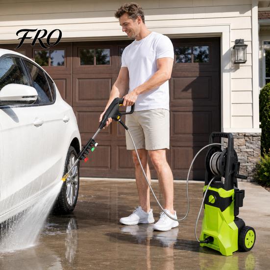 Trigger Start Stop Pressure Washer 4800PSI Electric with 4 Nozzles & 33Ft Hose High Cleaner Power Overheat Protect for Car Fence Patio Cleaning
