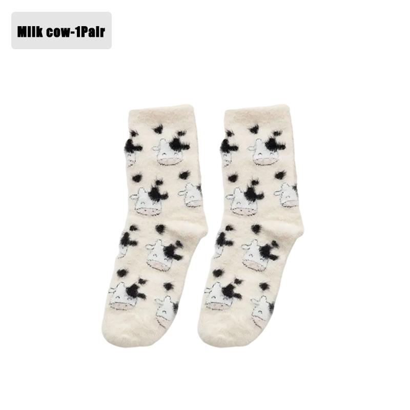 Winter Warm Padded Socks Thickened Mink Plush SocksCute Cartoon Soft Comfortable SkinFriendly Girls Socks Autumn Home Sleepwear