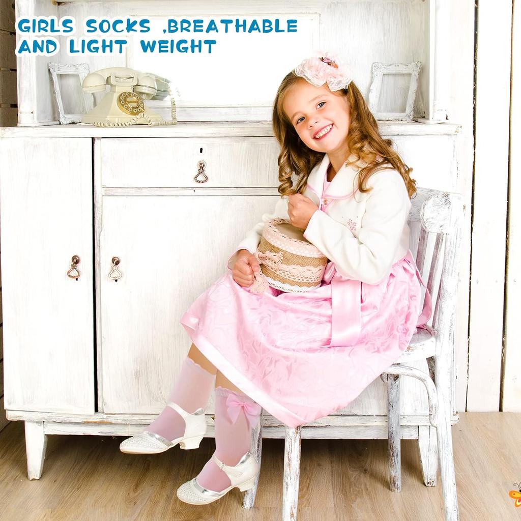 Baby Knee High Socks with Bow Knit Toddler Girl Dress Socks Cotton Tube Long Socks for Baby Newborn Infant