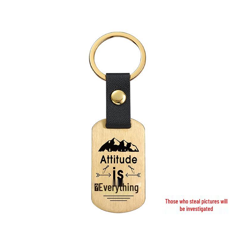 Gravierbarer Metall-Leder-Schlüsselanhänger - Inspirierendes Langlauf-Bergsteiger-Geschenk