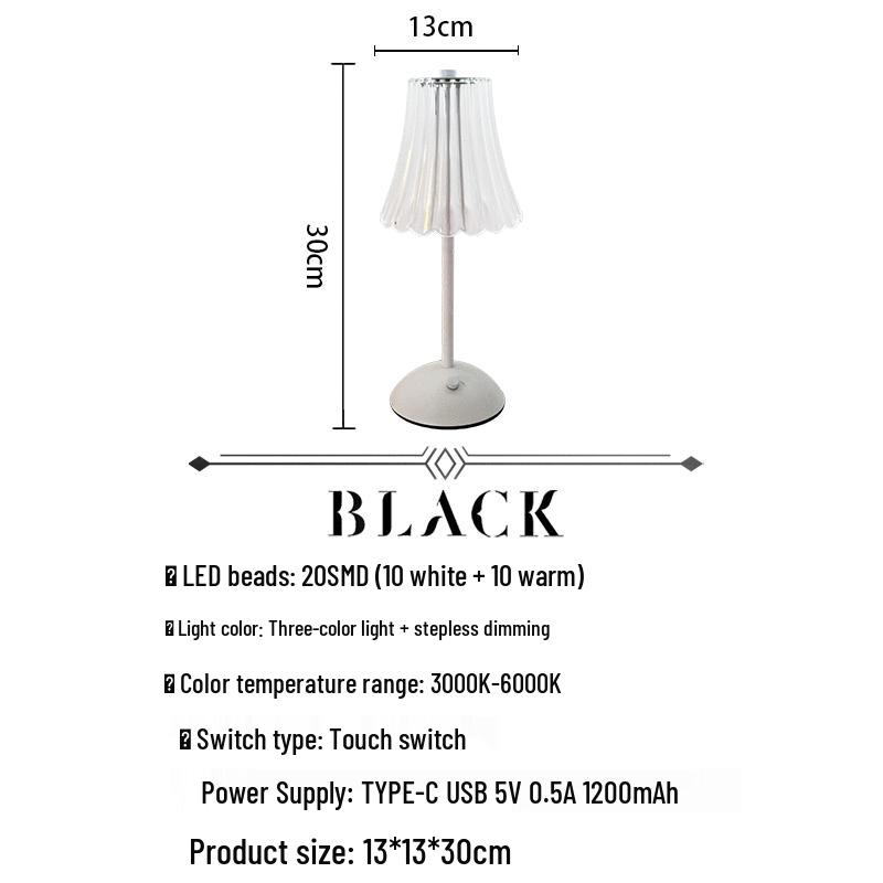 Rechargeable Wrought Iron Night Light: Eye-Protecting Bedside Mood Sensor Lamp