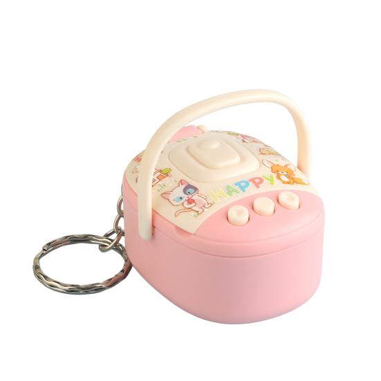 Mini Fake Rice Cooker Keychain with Sound Recording Playback Cute Cartoon Toy Pendant for Bags And Backpacks Fun Gift for Kids Teens