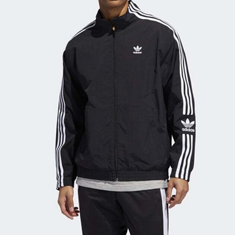 adidas Originals Lock Up Track Top With Sleeve Logo In American Retro Style Men Jackets Black ED6092