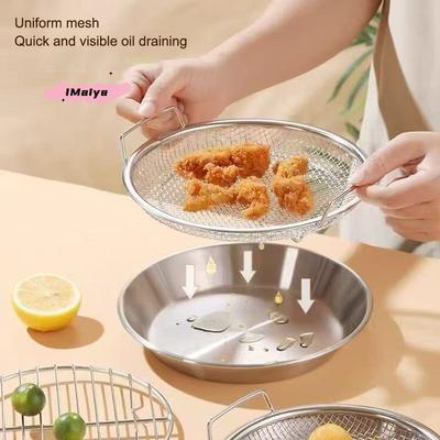 Wiederverwendbare Edelstahl-Filterblechscheibe - runder Netzkorb zum Frittieren, Grillen, Küchensieb, Obst- & Gemüse-Wasserfilter