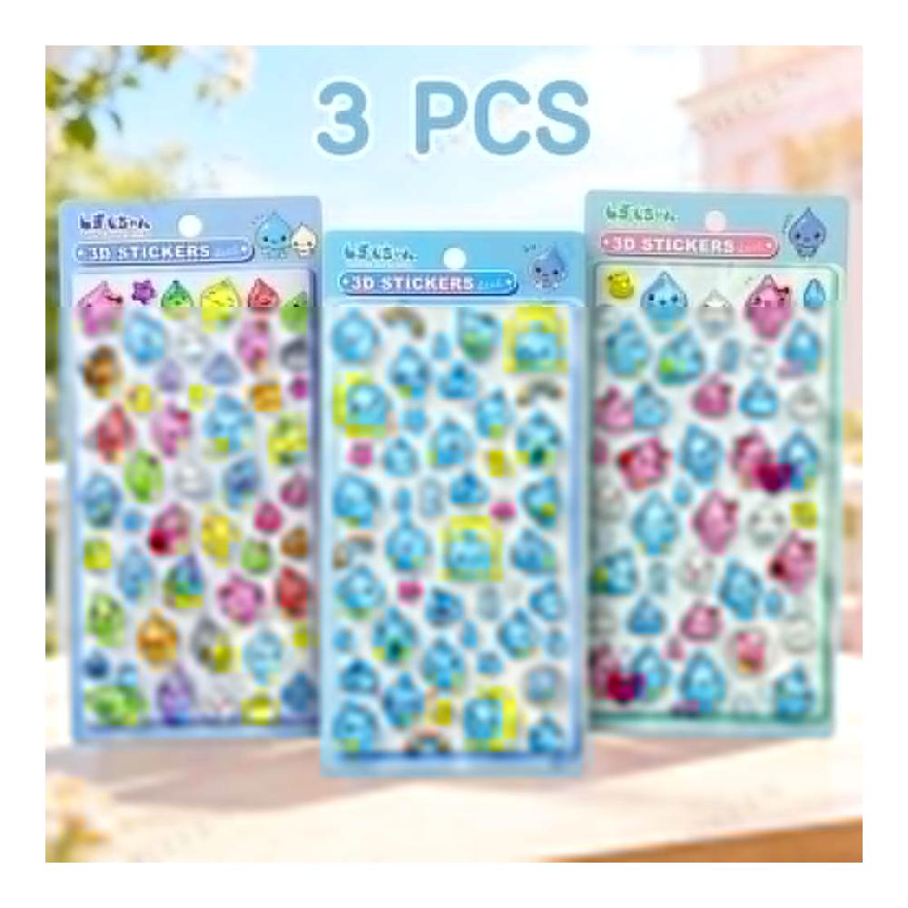 Cute 3D Crystal Drop Stickers Waterproof Decals for Phone Laptop Journal DIY Decoration