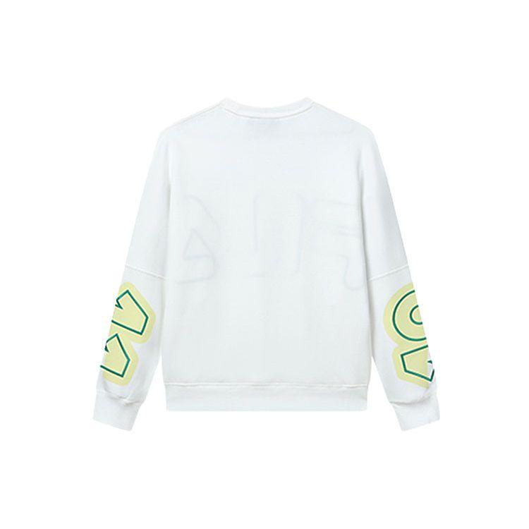 Fila Large Logo Embroidered Color Block Knit American Sweatshirt Crew Neck Pullover Women Sweatshirt White F11W219209FWT