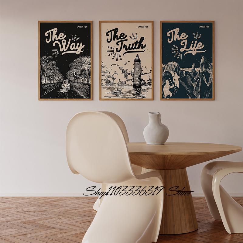The Way The Truth The Life Jesus Bible Christian Art Poster Canvas Painting Wall Prints Picture for Living Room Home Decor