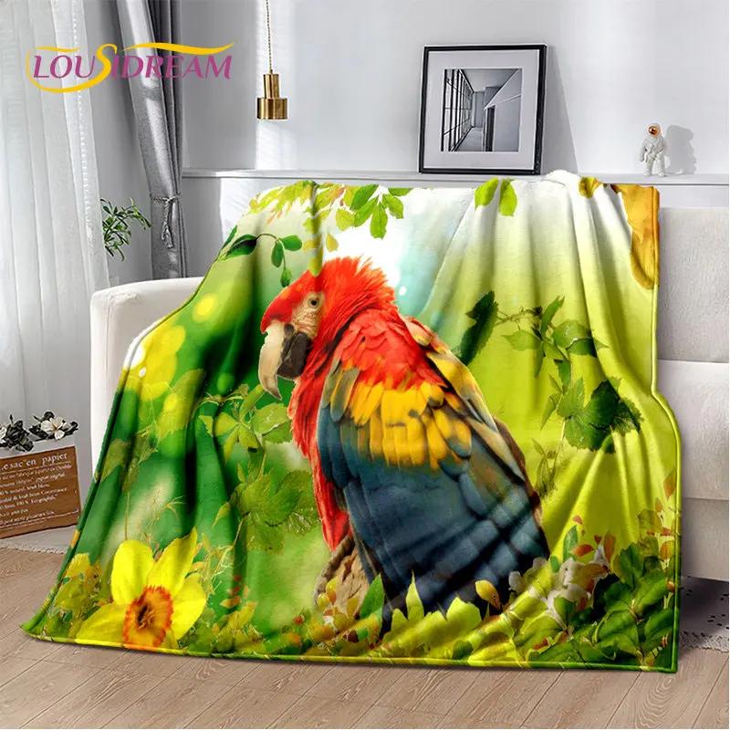 Macaws Colorful Birds Parrot Soft Plush Blanket,Flannel Blanket Throw Blanket for Living Room Bedroom Bed Sofa Picnic Cover Kids
