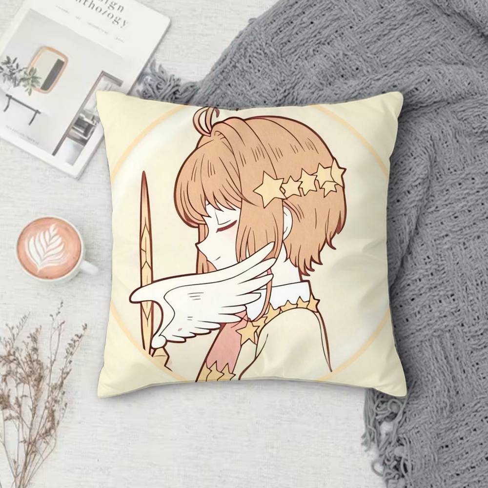 C-Cardcaptor Sakura Double-Sided Printed Square Pillow Cover Decorative Cushion Cover For Sofa Bedroom Bedside