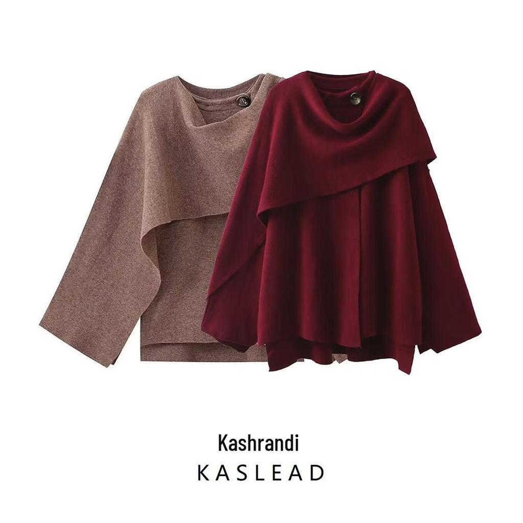 2024 Autumn Women's European & American Style Knit Scarf Cardigan: Fashionable, Simple, Versatile, Loose Fit