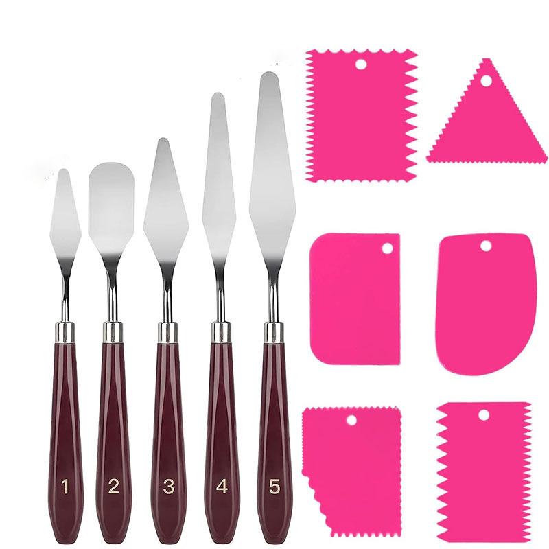 Set Spatule cu Mâner de Lemn - Articole de Artă pentru Pictură în Ulei și Guașă