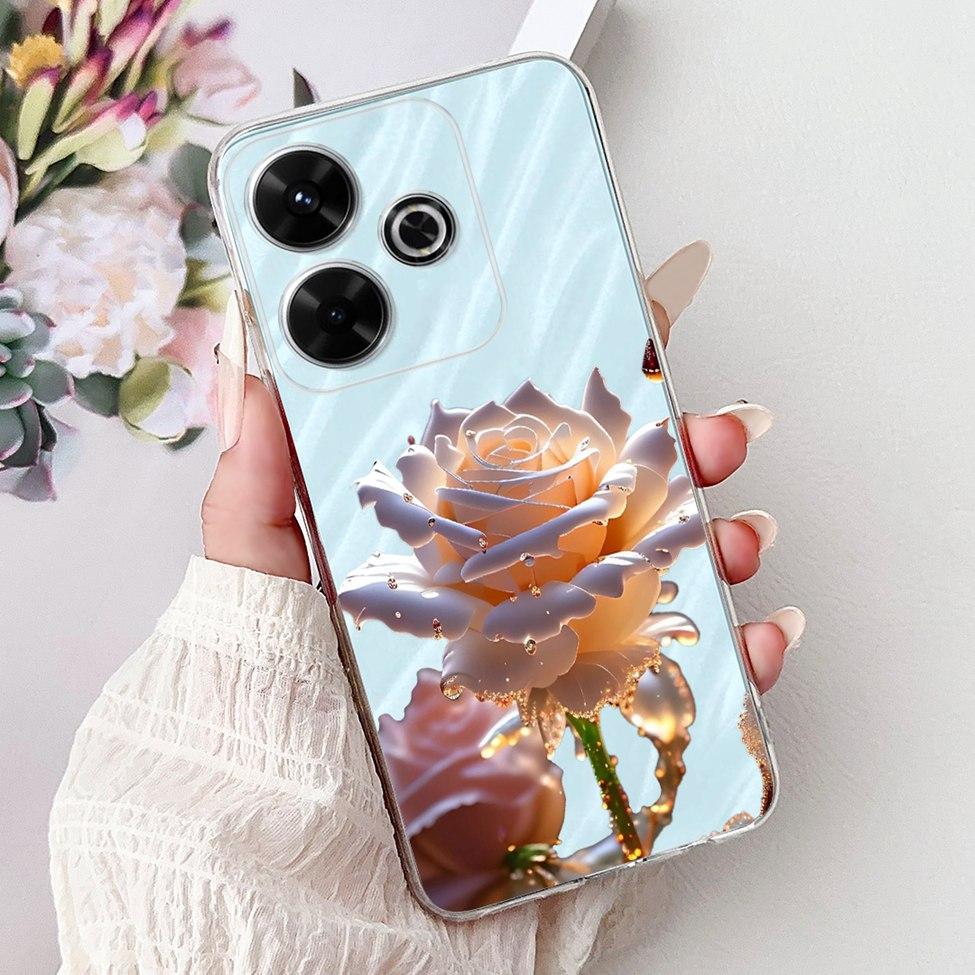 Clear Casing For Xiaomi Poco M6 Plus Cover For Xiaomi Poco M6 4G Case Luxury Butterfly Love Fashion Flowers Cool Lion Painted
