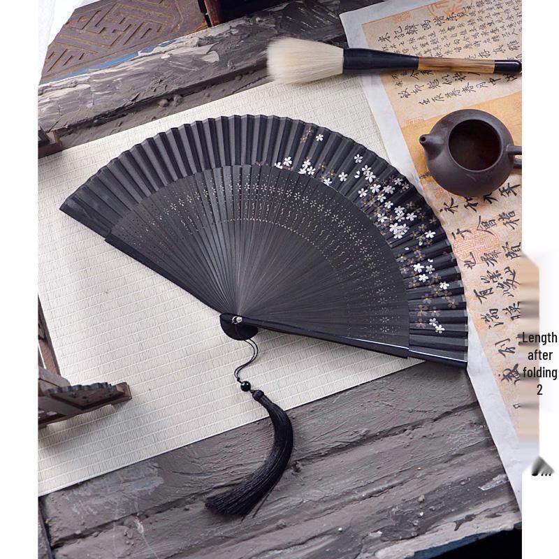 Red Ancient Style Chinese Folding Dance Fan - Easy To Open & Close, Perfect for Hanfu, Cheongsam, and Runway Shows