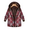  Womens Winter Warm Outwear Floral Print Hooded Pockets Vintage Oversize Coats