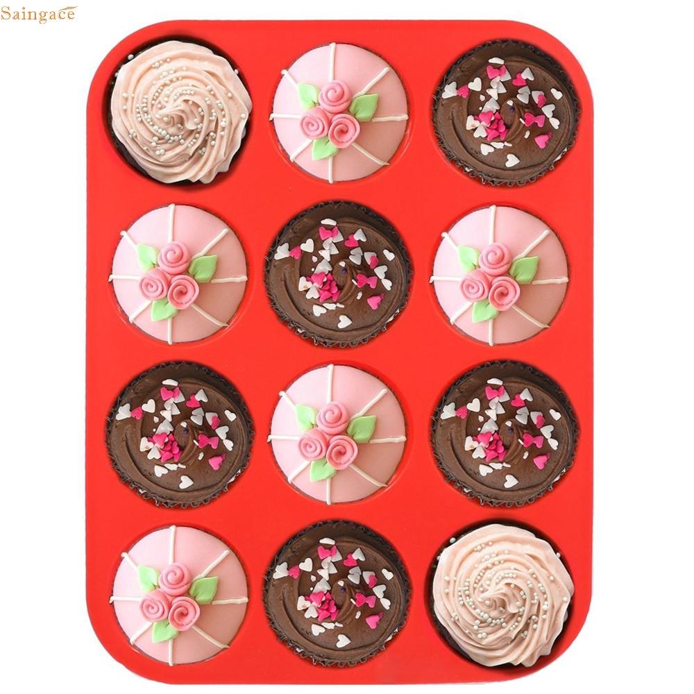 2019 Original 12 Cup Silicone Muffin Cupcake Baking Pan Non Stick Dishwasher Microwave Safe