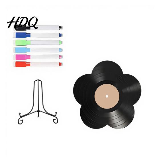 Flower Vinyl Record Diy Ornament DIY Custom Board with Creative Ornament Display Stand Design Personalized Birthday Anniversary Message Board Sign