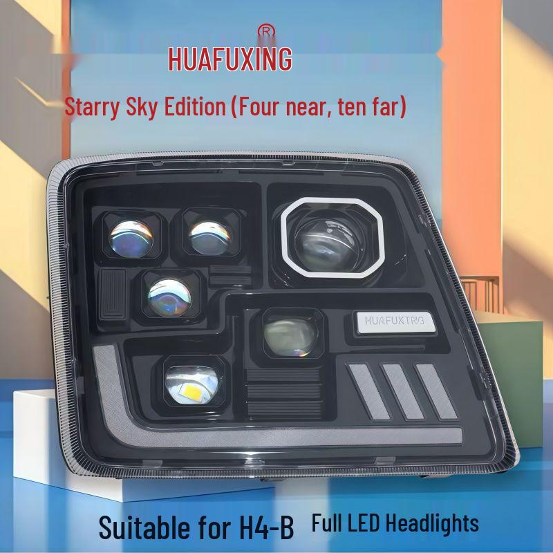 Super Bright GTL LED Headlight Assembly for Ouman H4-B Dump Truck: Six-Lens, Four Low Beam, Ten High Beam Driver s Side