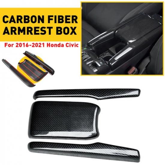 For Honda 2016- Civic 21 Cover Carbon Center Fiber Style Armrest Box Console