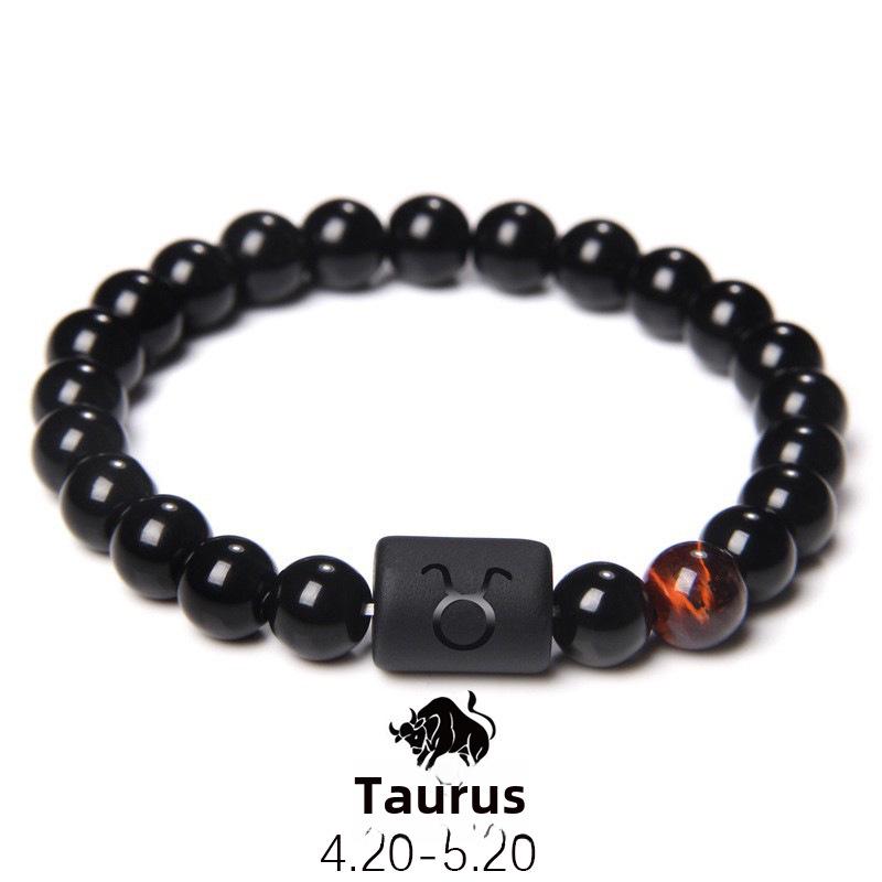 Zodiac Obsidian Bracelets: Elastic Beaded Design for Men and Women, Softly Wraps Around Fingers.