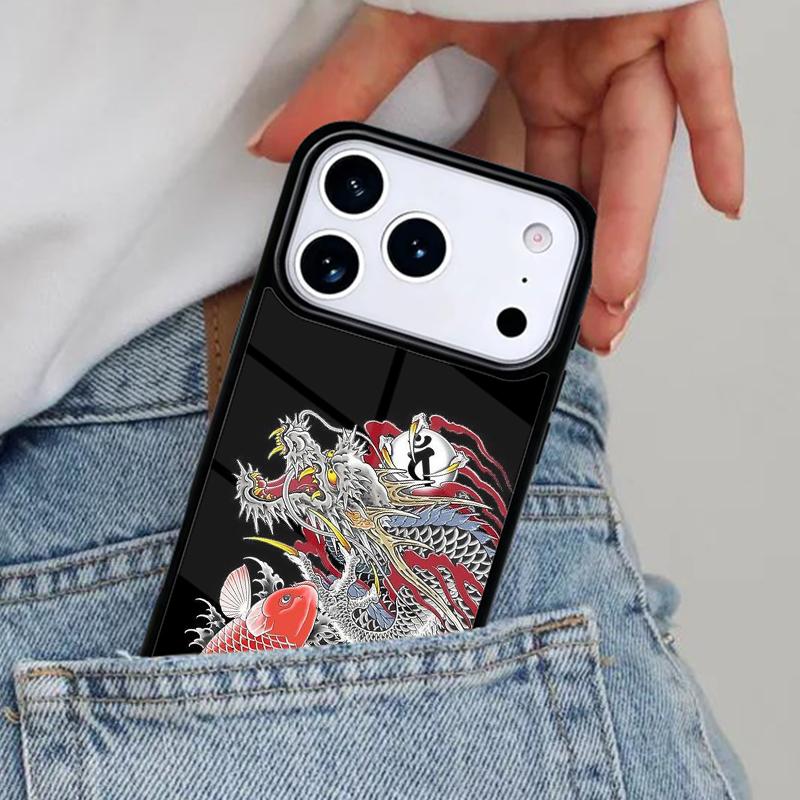 Japanese Dragon Style Phone Case for iPhone 16e 15 14 13 12 17 Pro Max Plus Air 17pro Cover Coque
