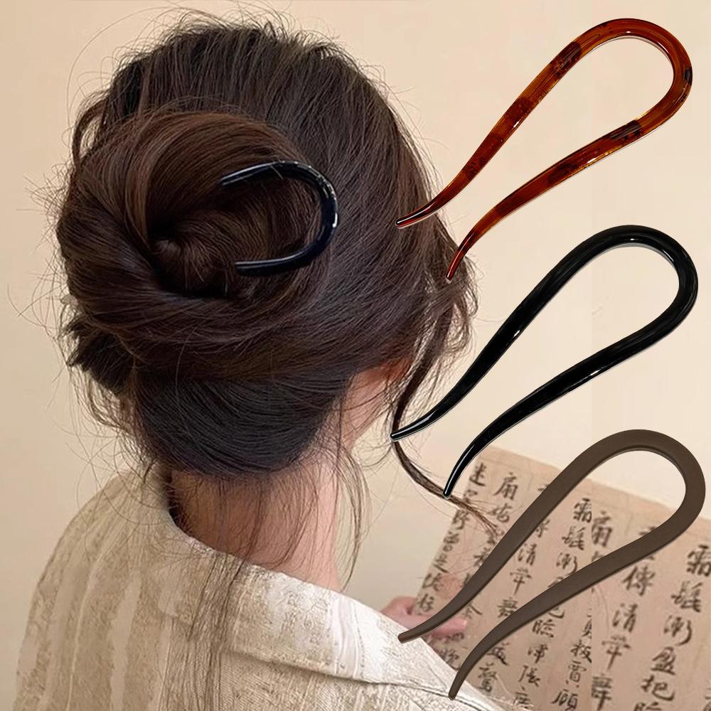 Matte Hair Forks Hair Sticks Goat Horns U-Shape Hair Comb Bun Hairpin Women Girls Hairstyle Hair Accessories Headband Hairstyle