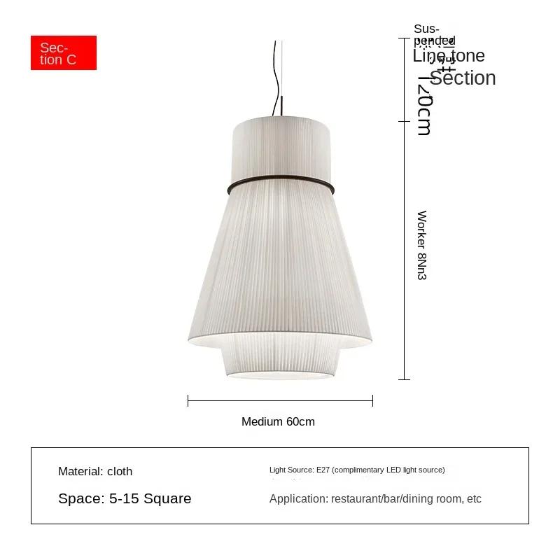 Wabi-sabi Style Pendant Lights Modern Fabric Pendant lamp for Restaurant Cafe Dining Room Minimalism Cloth Art Chandelier
