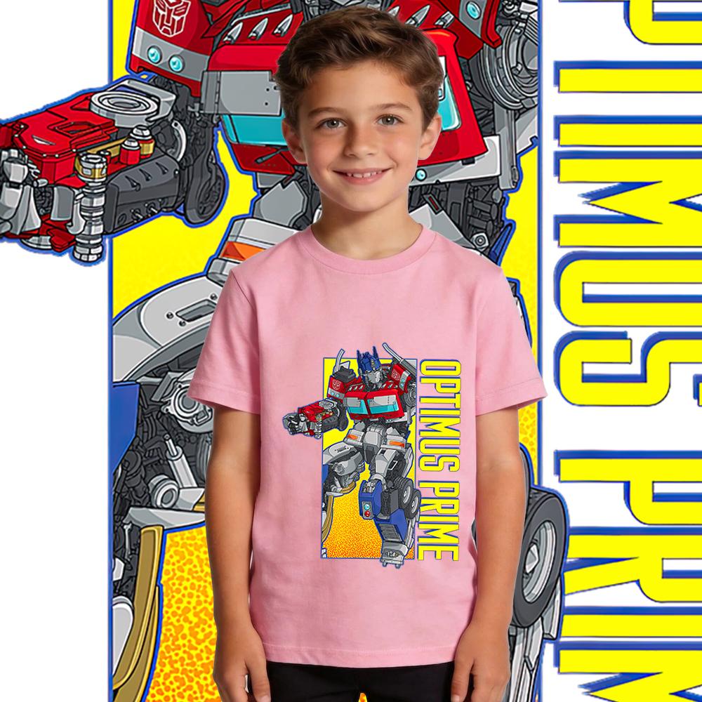Transformers Optimus Prime Heroic Stance Print  T Shirt Boys Girls Kids Casual Tee Top Soft Breathable