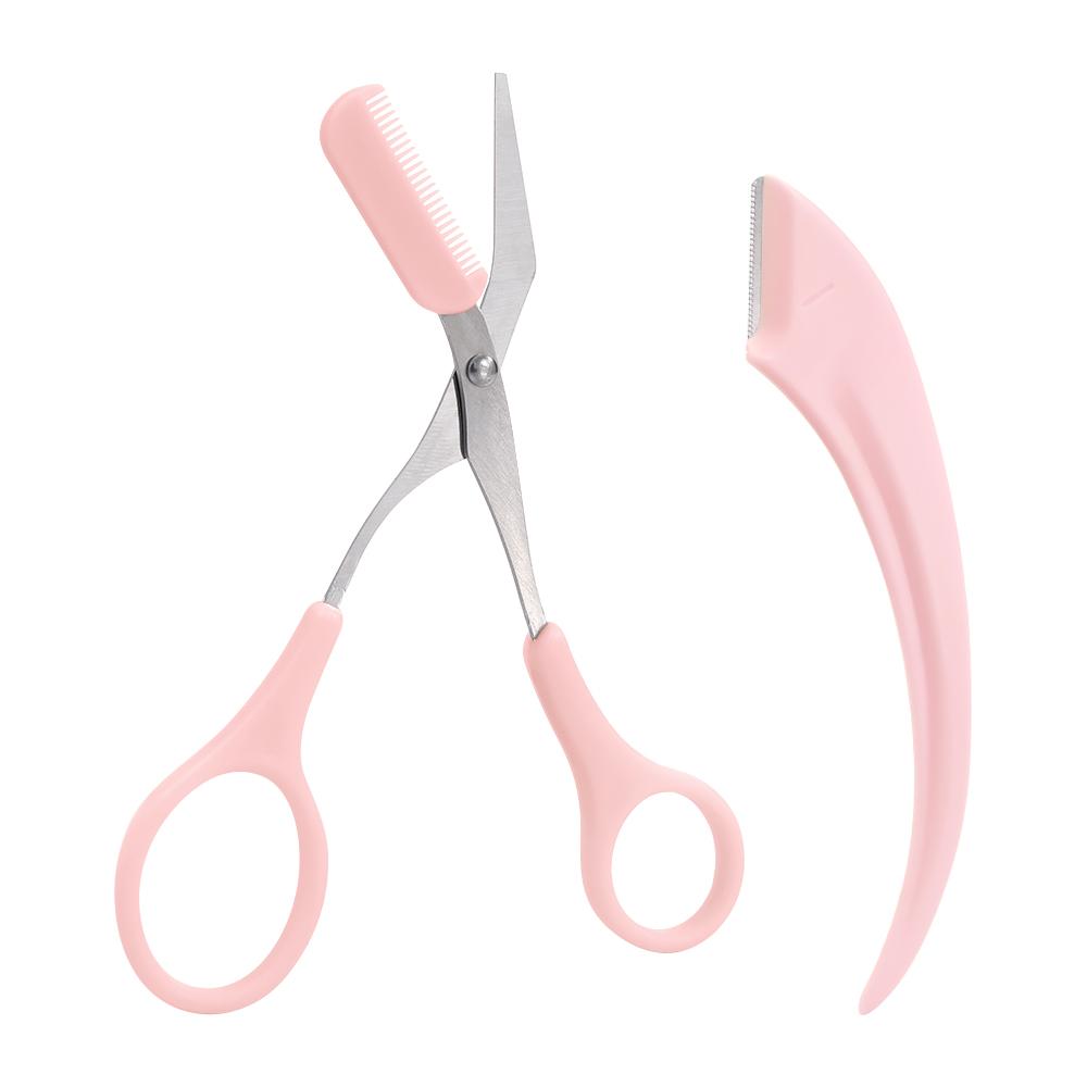 1/2Pcs Eyebrow Trimming Knife Eyebrow Face Razor for Women Eyebrow Scissors with Comb Brow Trimmer Scraper Beauty Scissors Tools