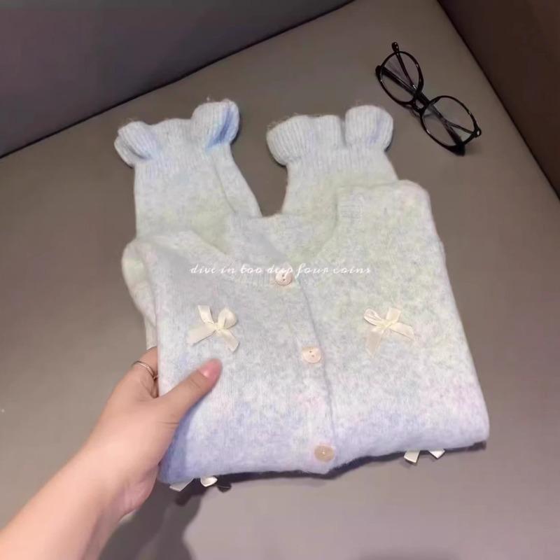 Short Milk Fufu Gentle Soft Waxy Blue Sweater Women's Autumn and Winter Small Knitted Cardigan Jacket